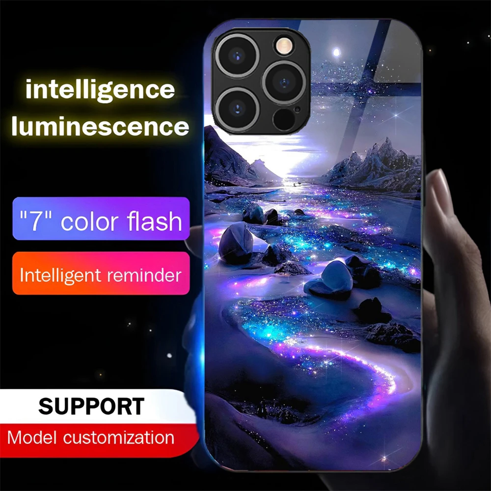 

Punk Design Luminous LED Call Light Flash Up Phone Case Cover For iPhone Air 17 16 E 15 14 13 12 11 Pro Max