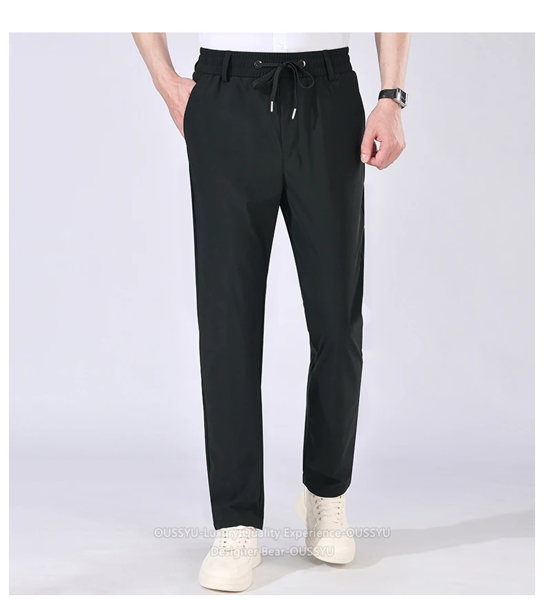 Hochelastische Herrenhose mit Vier-Wege-Stretch, Lässige Slim-Fit-Jogginghose mit Elastischem Kordelzug, Atmungsaktive Hose in Übergrößen bis 5XL – Detail 4