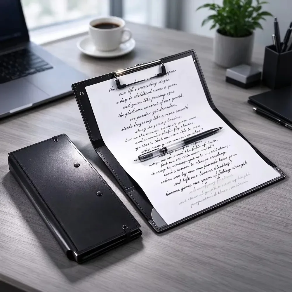 Resume Portfolio Folder PU Leather Clipboard Business Document Holder Inner Pockets Interview Padfolio Office Supplies