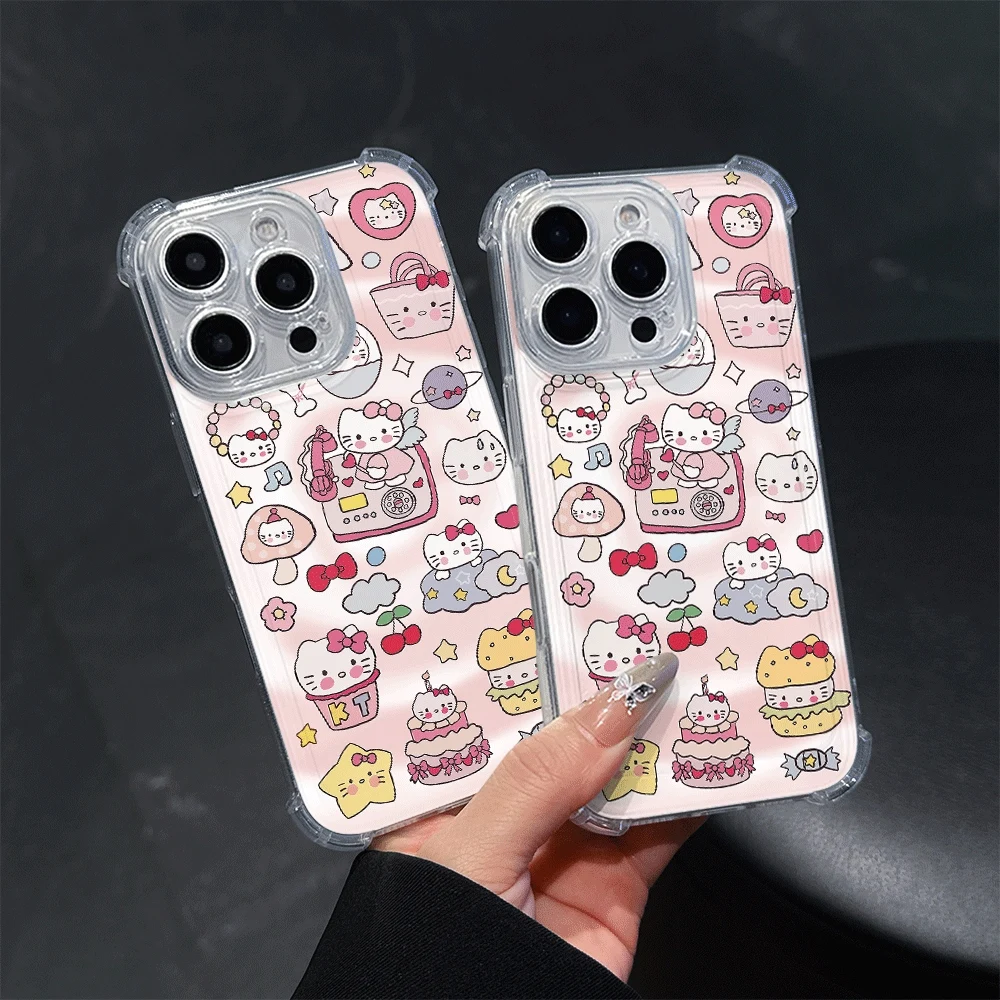เคสโทรศัพท์ Sanrio KT สำหรับ iPhone 13 iPhone 16/15/14/13/12/11/x/xs/xs Max เคสใสลาย Hello Kitty สำหรับผู้หญิง  อุปกรณ์เสริมน่ารักๆ