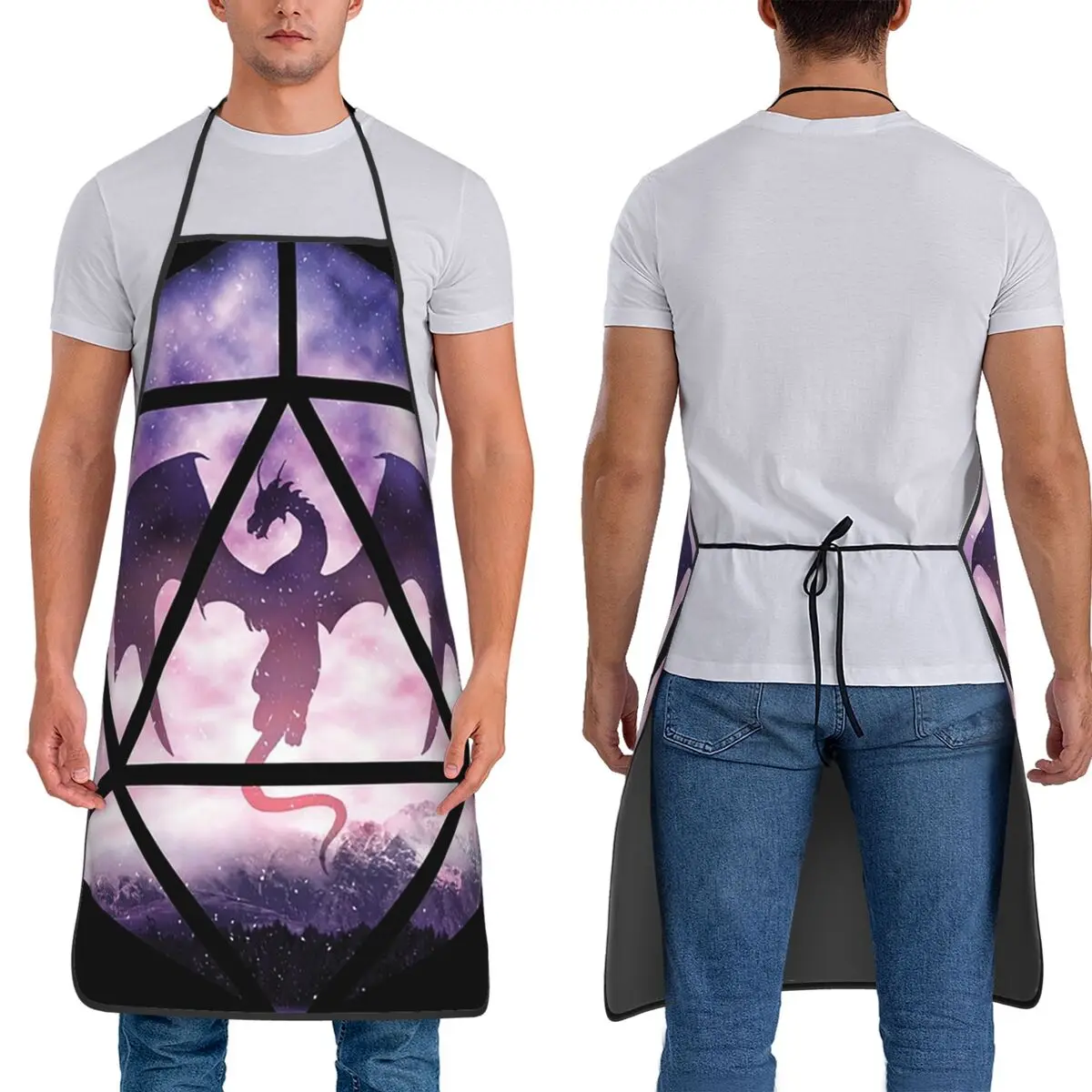 Purple Sky Dragon D2 Apron Chef Baking Tablier Sleeveless Bib Kitchen Cleaning Pinafore for Women Men Gardening