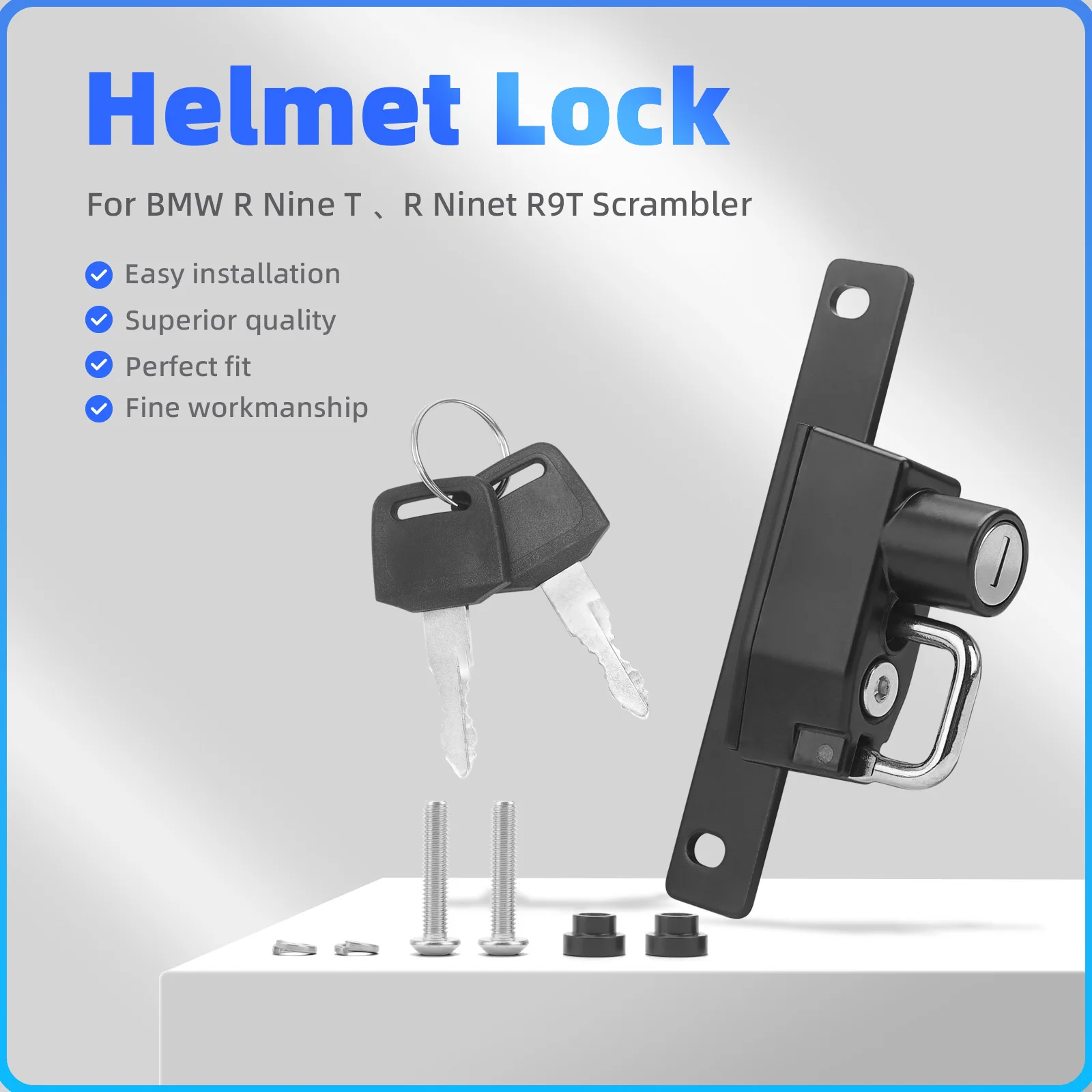 

Motorcycle Helmet Lock Kit Right Side Helmets Security Anti-Theft Lock Rust-Proof Aluminum For BMW Rnine T R9t Ninet Accessories