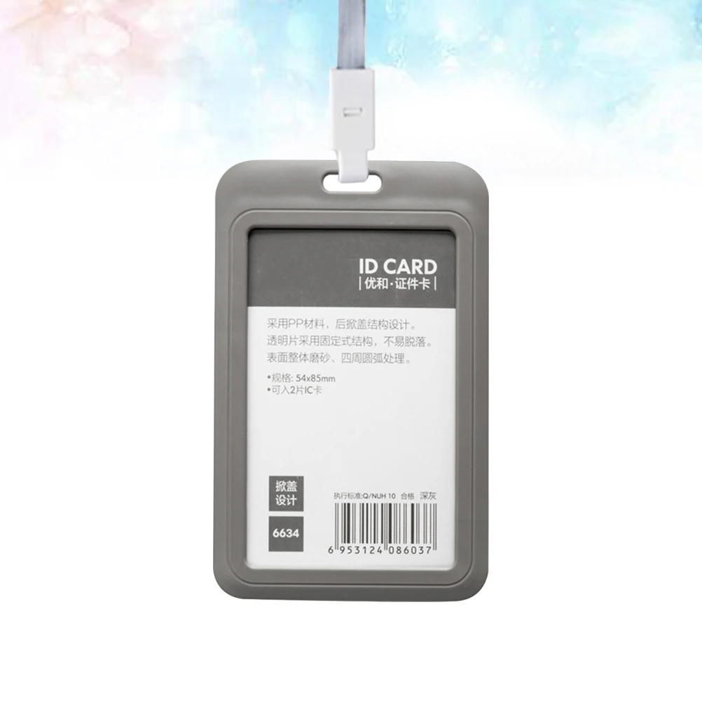 3Pcs ID 배지 홀더 커버 작업 자격증 홀더 버스 가방 직원 배지 보호대 짙은 회색 교수형 스트랩 경량