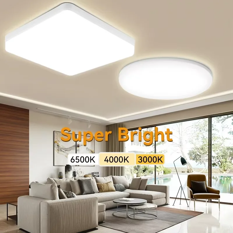 Lámpara de techo LED ultrafina, accesorio de montaje empotrado, luz de techo moderna, iluminación para el hogar, para dormitorio, cocina, pasillo, 18W, 24W, 36W, 48W