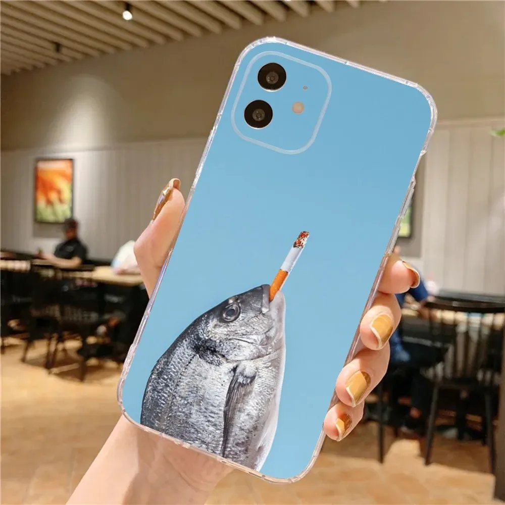 Custodia per telefono con sardine divertenti per iPhone 16 15 14 13 12 11 Pro Max Mini X XS SE 7 8 Plus 16E Cover morbida in silicone antiscivolo antiurto