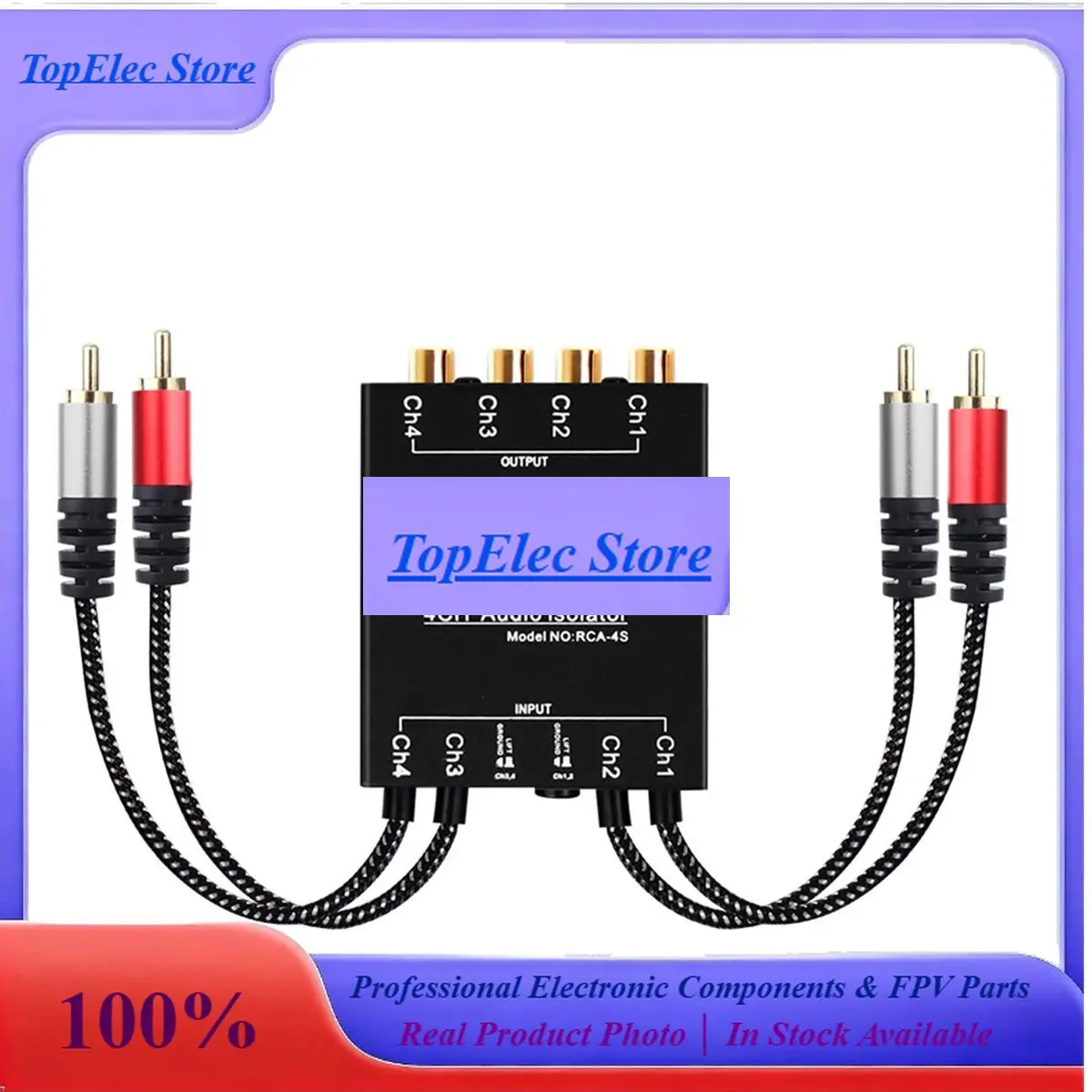 TopEsA72Z 4CH Audio Isolator Professional Audio Noise Filter 4 Channels Ground Loop Isolator Accessories