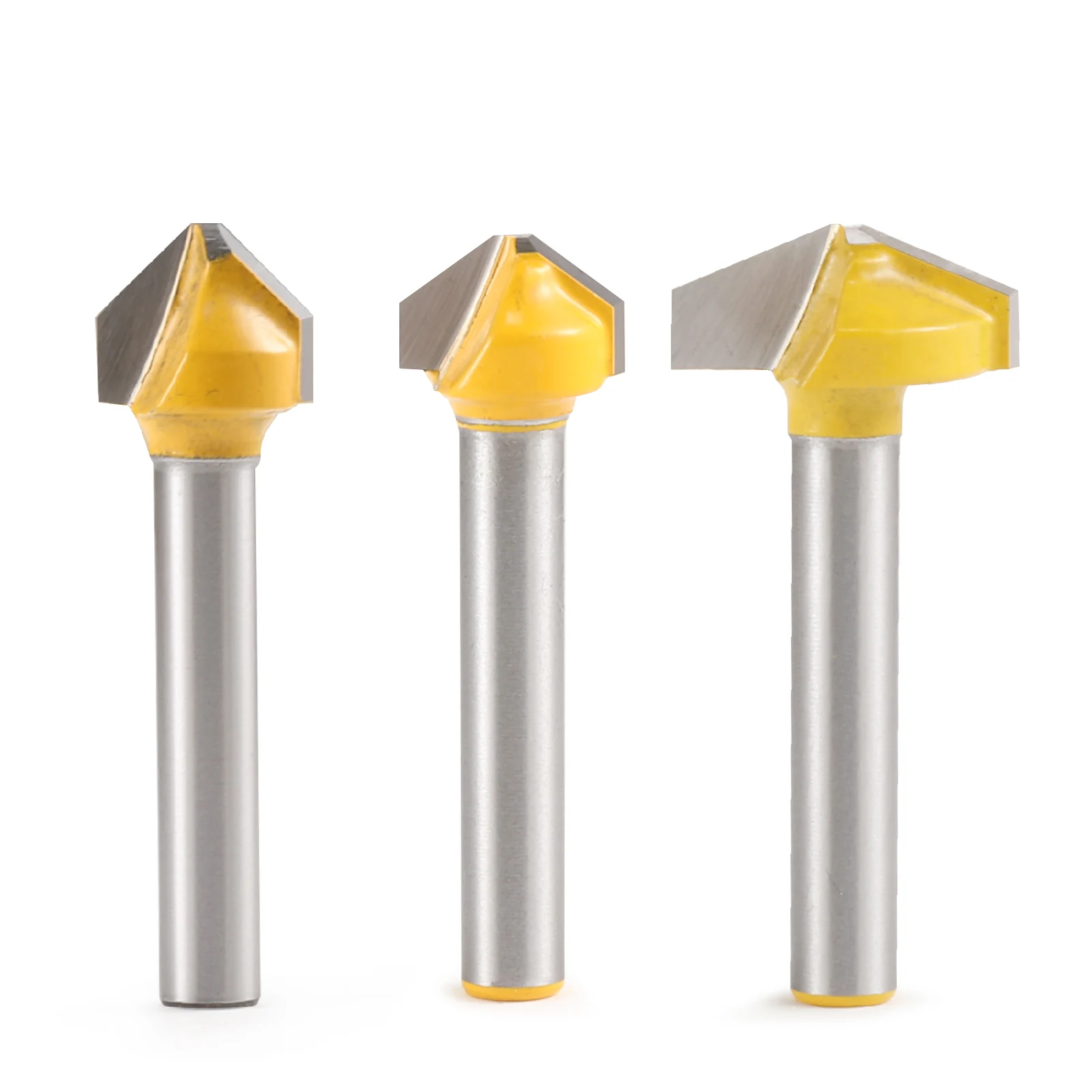 5pcs 90 Degree Chamfer Wood Router Bit V Sharped Milling Cutter 6mm 8mm Shank Carbide End Mill for ACP Wood Trimming Slotting