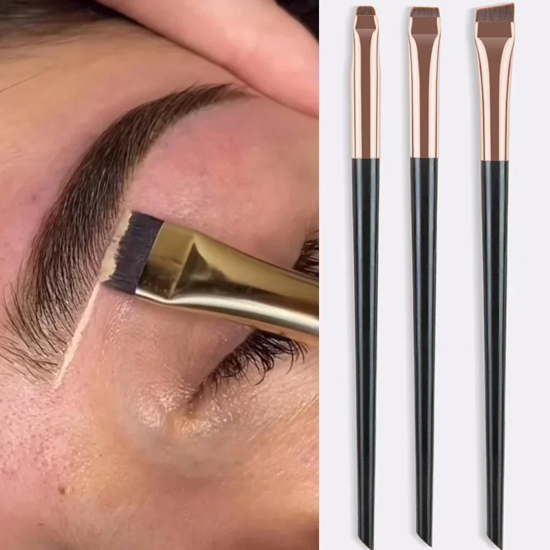 Eyeliner pędzel do brwi płaska główka pod kątem włókna włosów brwi Eyeliner drobne pędzle do makijażu profesjonalne narzędzia do makijażu 1/3 szt