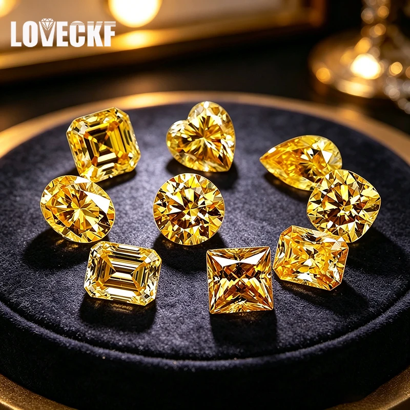 

Premium Vivid Yellow Lab Created Moissanite Diverse Cutting Shapes Complete With Authorized GRA Certificate For Fine Jewelry Mak