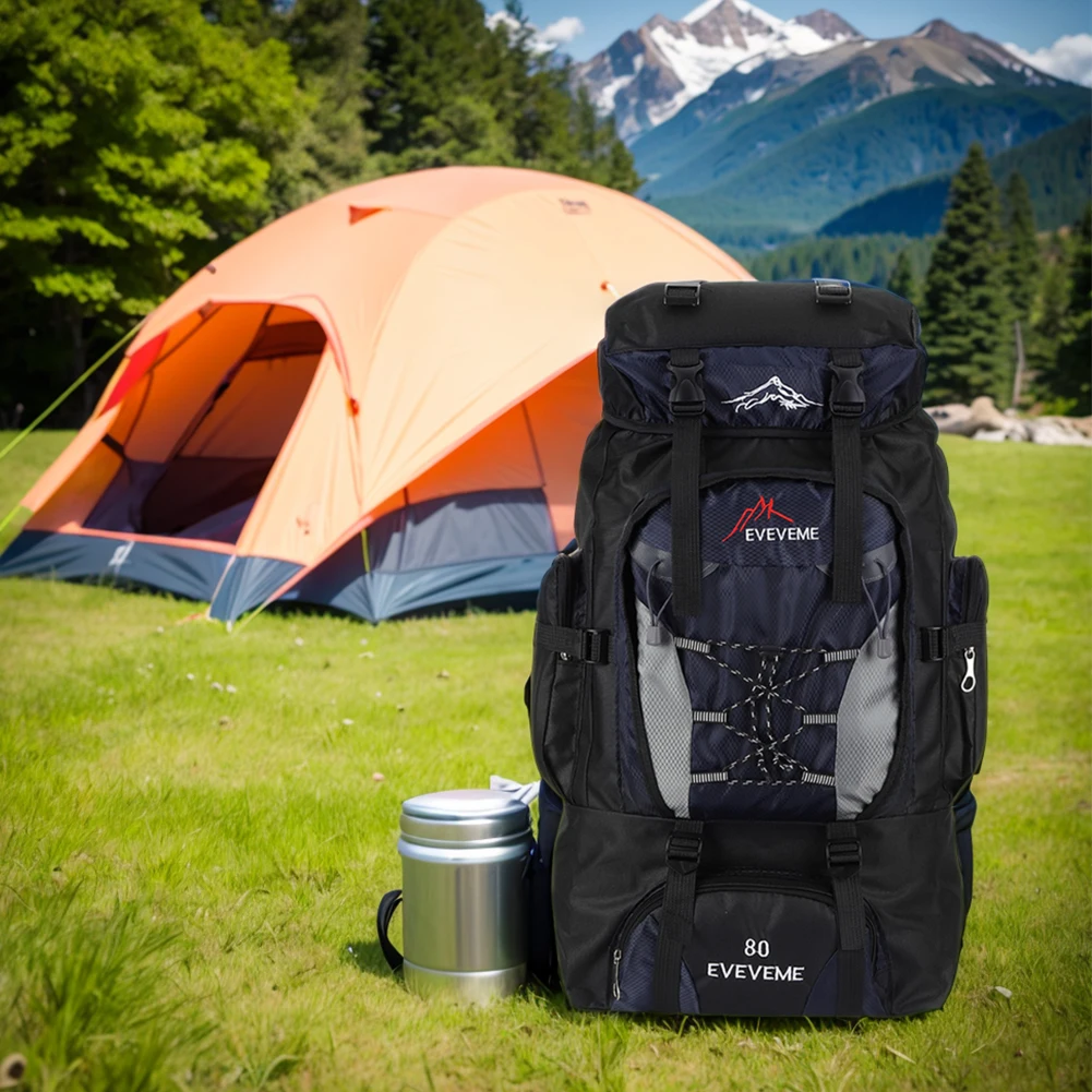 80L 登山バックパック大容量トレッキングバックパック調節可能なストラップ登山リュックサックアウトドアスポーツ用