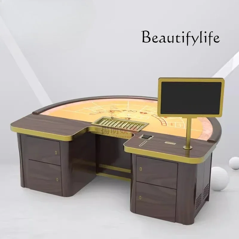 A Luxury Custom Semi-round Baccarat Table Blackjack Entertainment Table Custom Venue