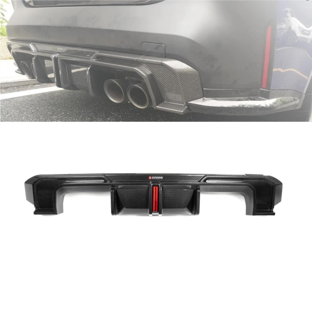 

NEW Dry Carbon Fiber SQ Style Rear Bumper Diffuser With LED Light for BMW M3 G80 4-door/M4 2-door G80 G82 G83 Rear Diffuser