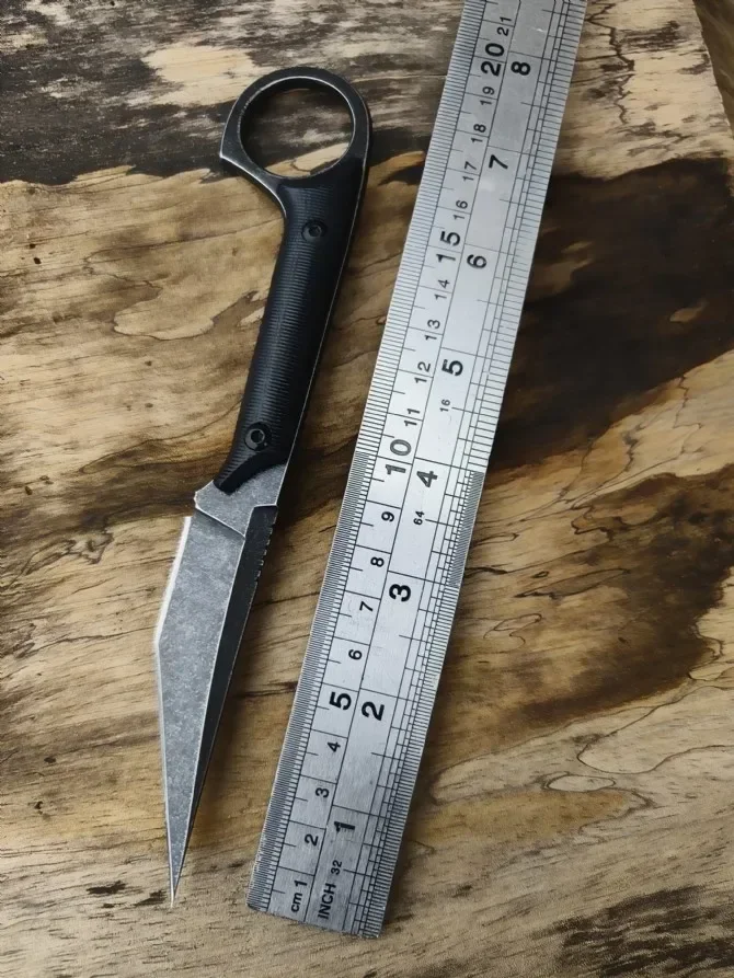 Bas Straight Faca 5CR13MOV Blade G10 Handle with Sheath Outdoor EDC Survival Tool Knives