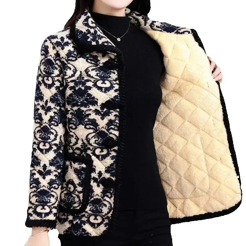 

Middle-Aged Elderly Mothers Add Velvet Thicken Outerwear New Warm Cotton-Padded Jacket Winter Loose Cotton Women Jacket XQ250