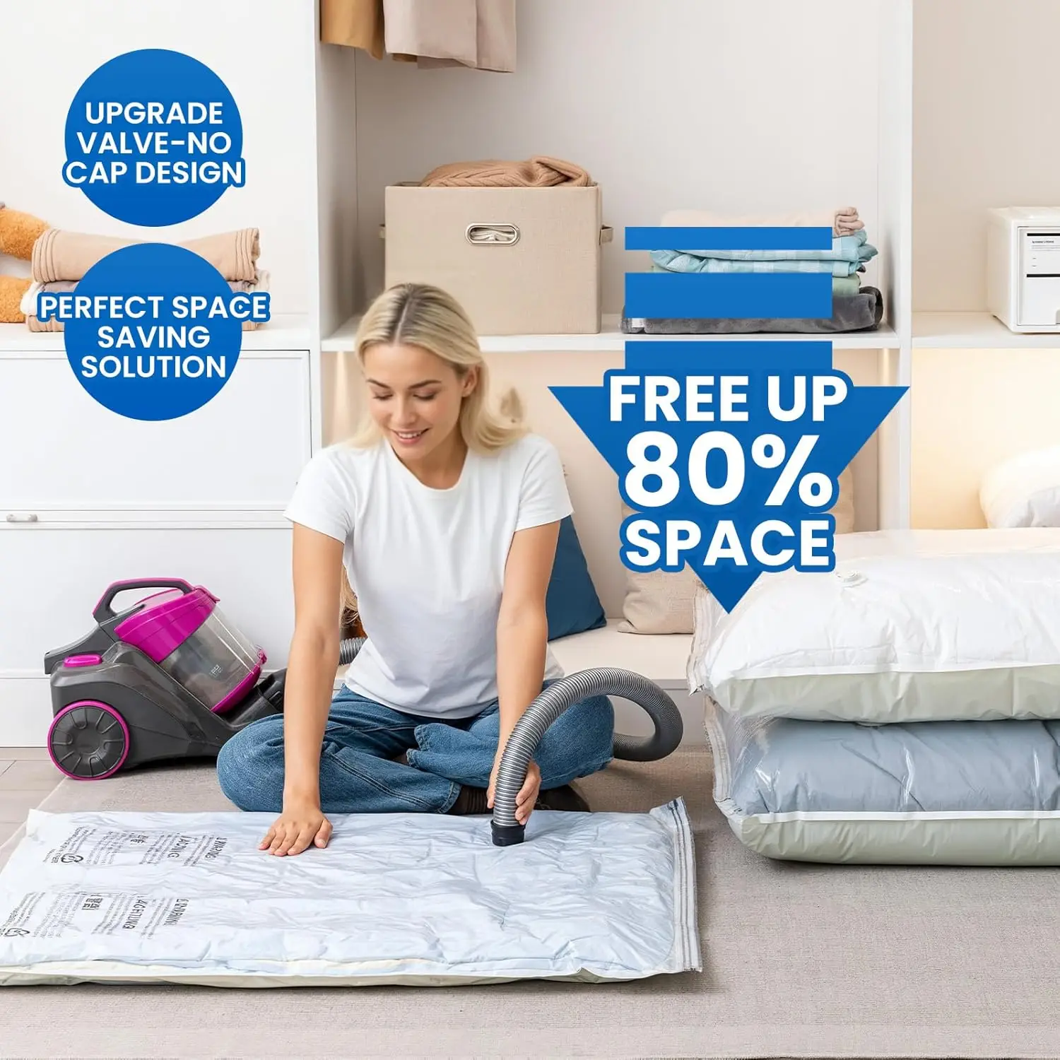 TAILI 4/8 Pack Vacuum Storage Bags for Comforter and Blankets Jumbo Vacuum Seal Bags for Bedding, Space Saver Bags for Clothes
