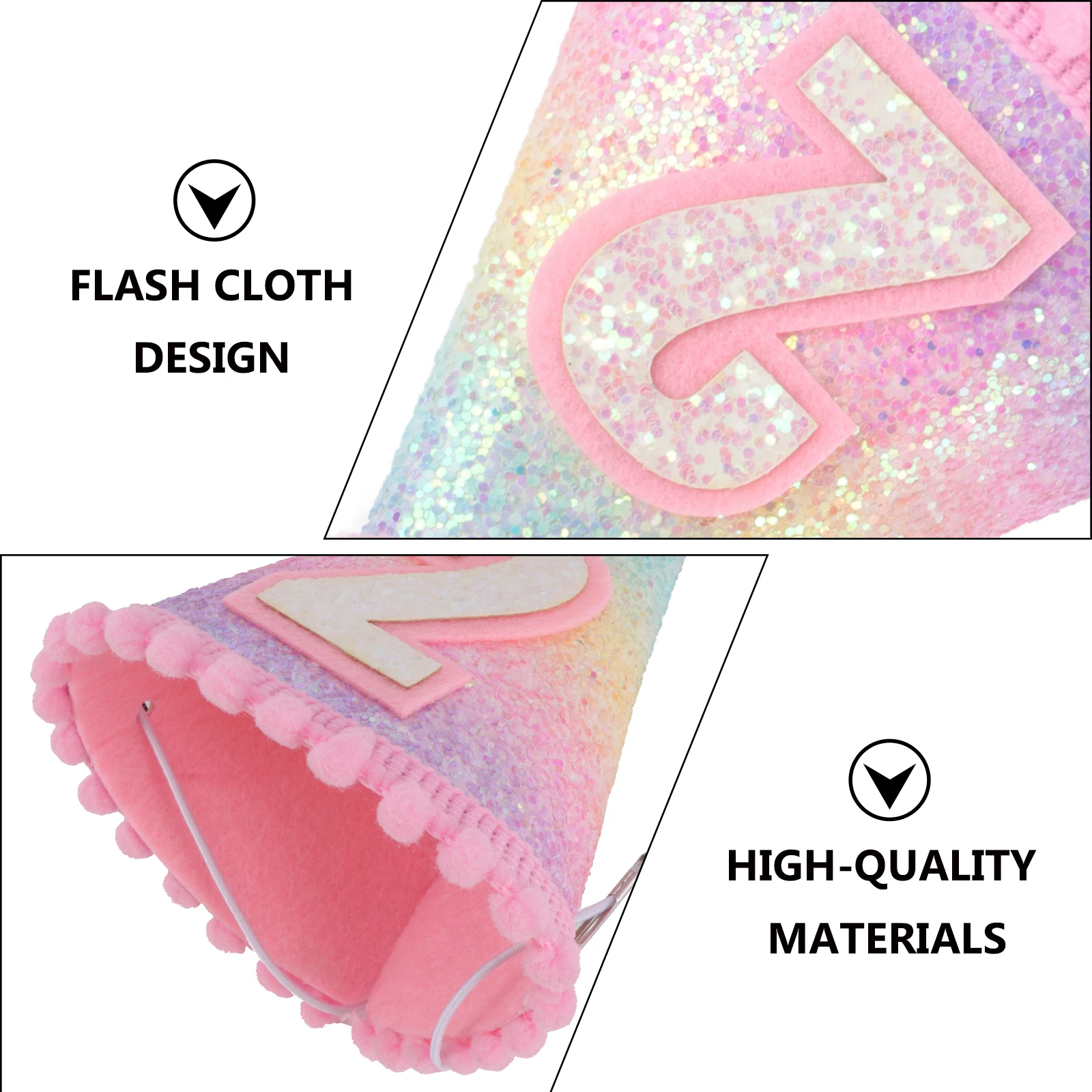 

Rainbow Crown Hat Birthday Hats Items Cap Glitter Cloth Pompom for Party