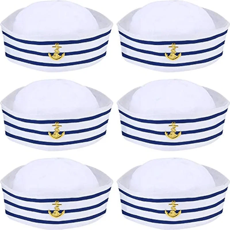 1/3/6 pieces of blue striped sailor hats, white striped sailor navy hats, captain role-playing party, yacht party hats