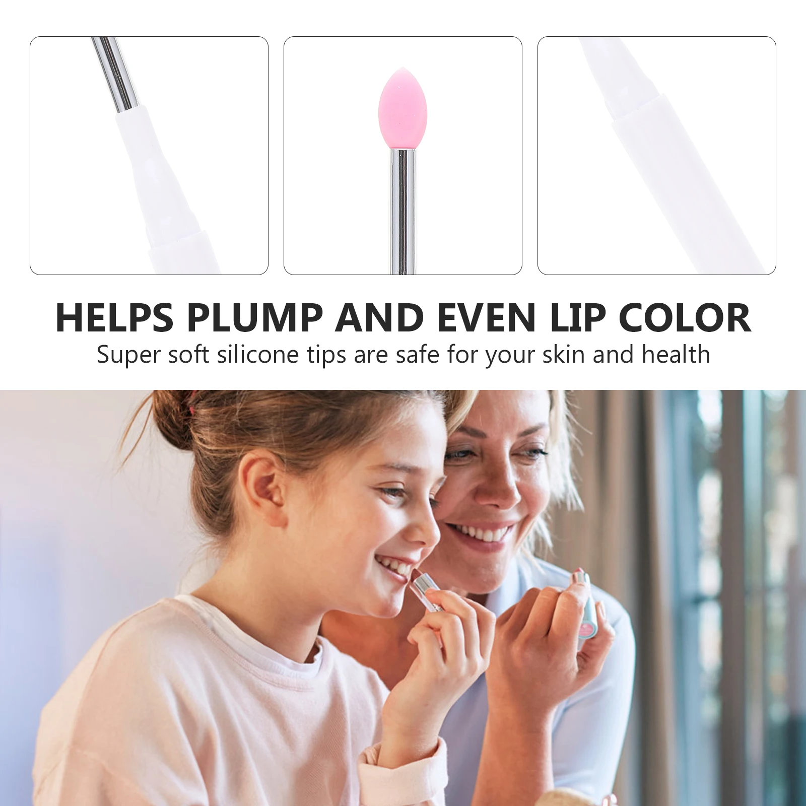 

4Pcs Makeup Brush Set Silicone Lip and Eyeshadow Applicators Comfortable Handle for Daily Beauty Routine Gift for Women