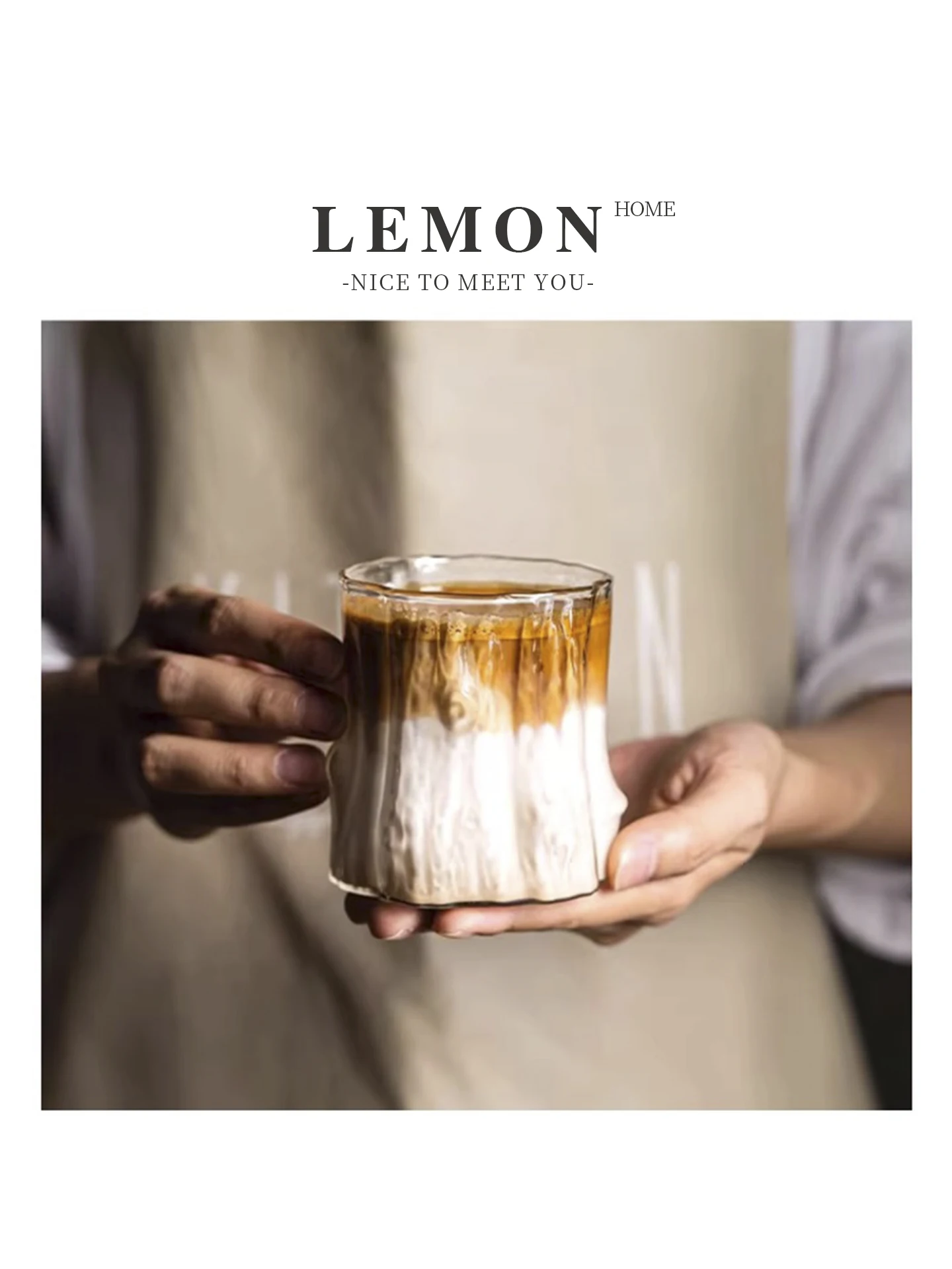 

Стеклянная кофейная чашка Leomon Home Simple из прозрачного кованого стекла, термостойкая, винтажная, в австралийском стиле, белая, стеклянная посуда