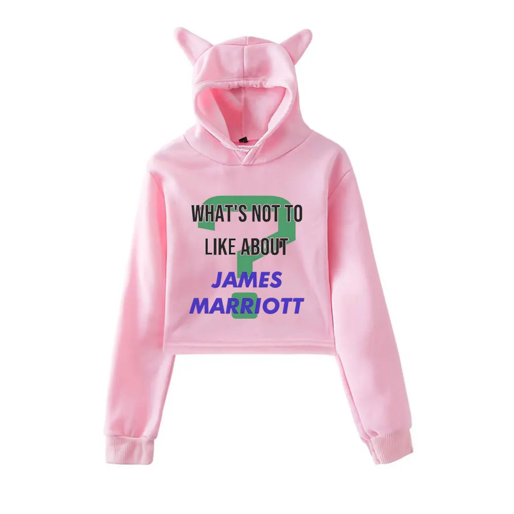 

James Marriott Merch винтажная уличная одежда 90-х годов с логотипом, толстовки с капюшоном для девочек, укороченный модный спортивный пуловер с кошачьими ушками
