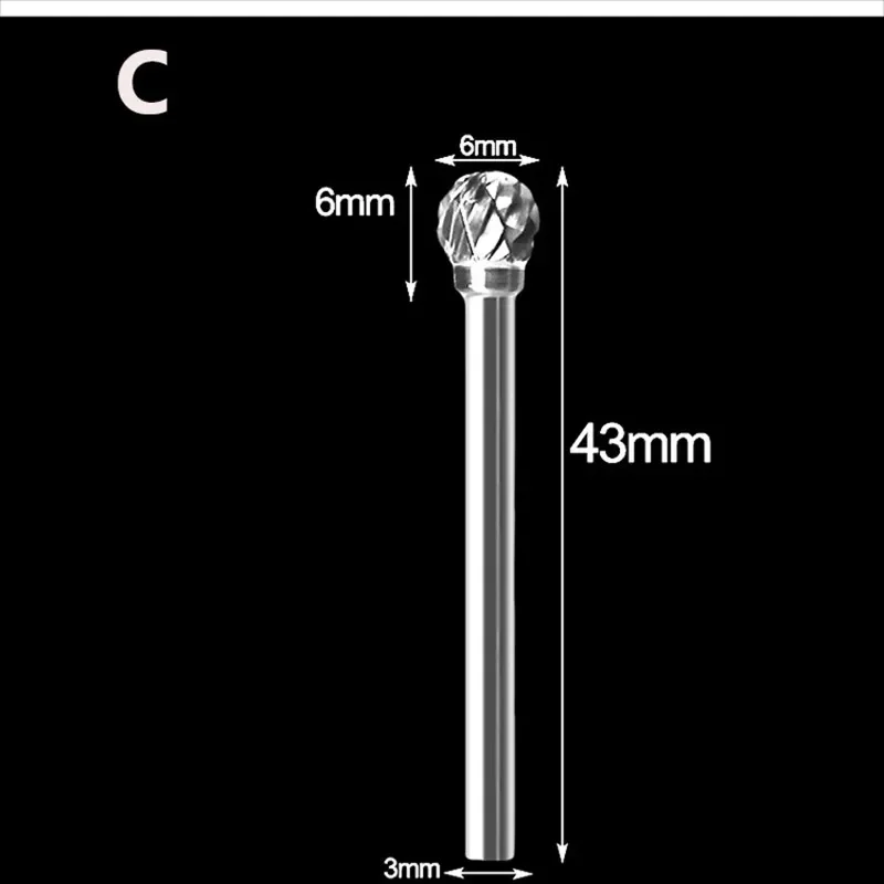 3x6mm Tungsten Steel Carbide Burr Cutter Rotary Tool Burr Double Diamond Cut Rotary Polishing Tools Wood Metal Polishing