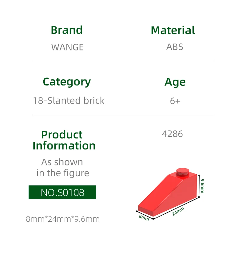 WANGE 4286 100g/116 Uds 1x3 Área inclinada techo Moc de madera accesorios de Color compatibles con ladrillo juguete para niños montaje avión de regalo