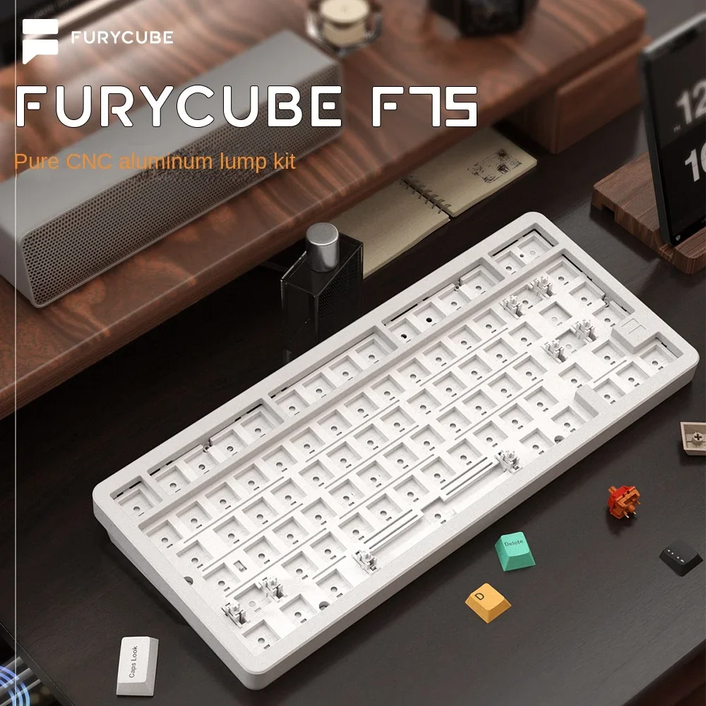 F75 Aluminum Tutuo Mechanical Keyboard Kit CNC three-mode custom hot-swapable cable gaming keyboard kit