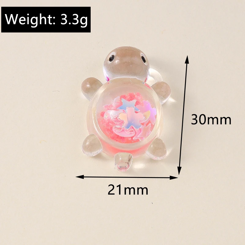 Leslie 10 Stück 21 x 30 mm kreative Glitzer-Schildkröten-Charms aus Kunstharz, Schildkröten-Anhänger für Ohrringe, Halskette, Schmuck, DIY, süßes Kinderspielzeug – Detail 3