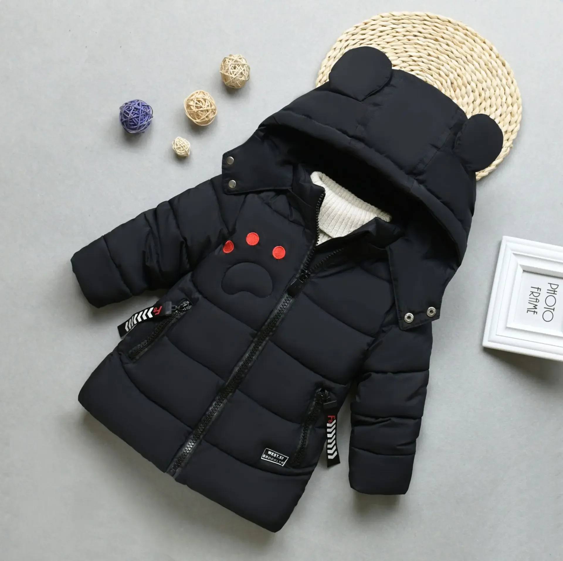 

Winter Boys Parkas Warm Thicken Jackets for Kids Length Style Boys Girls Windbreaker Thicken Baby Outerwear Toddler Coats