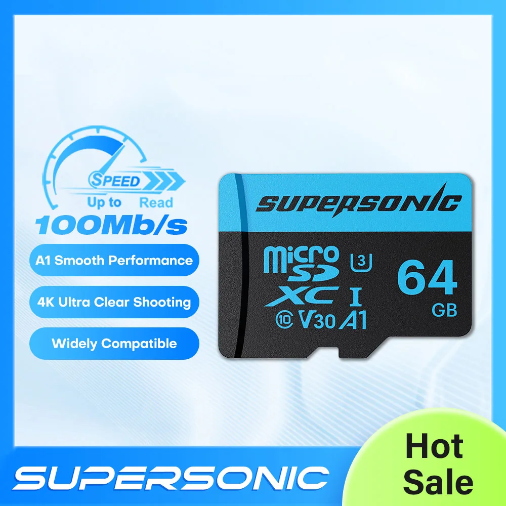 

Supersonic 32/64/128/256 gb Micro Sd Card TF Memory Card 100Mb/s A1 U3 V30 Class 10 Support HD 4K For Camera Drone Tablet