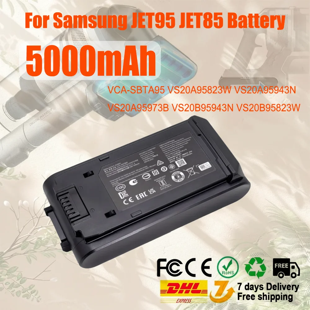 

25.2V 5000mAh Replacement Battery for VS20A95823W VS20B95943N,High Capacity,Part No.VCA-SBTA95,for Jet95 Jet85 Series Vacuums