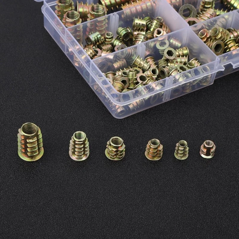 165 قطعة خيط سداسي إدراج الجوز الأثاث الخشبي المجلفن الجوز مجموعة اللون مطلي الكربون الصلب