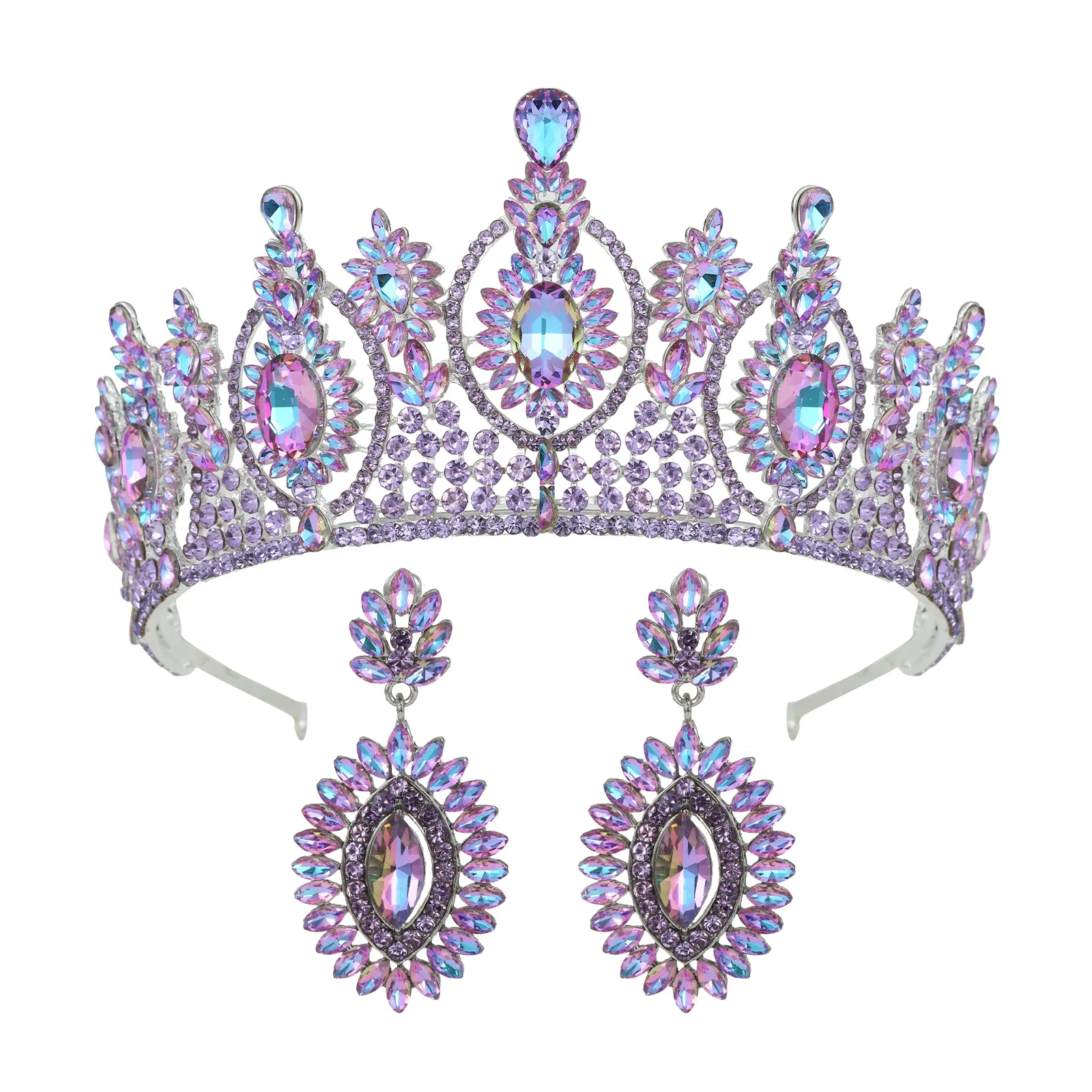 Miss Universe Black Crystal Royal Queen Crowns Set Bridal Tiara Women Pink Wedding Luxury Pageant Diadem Indian Hair Accessories