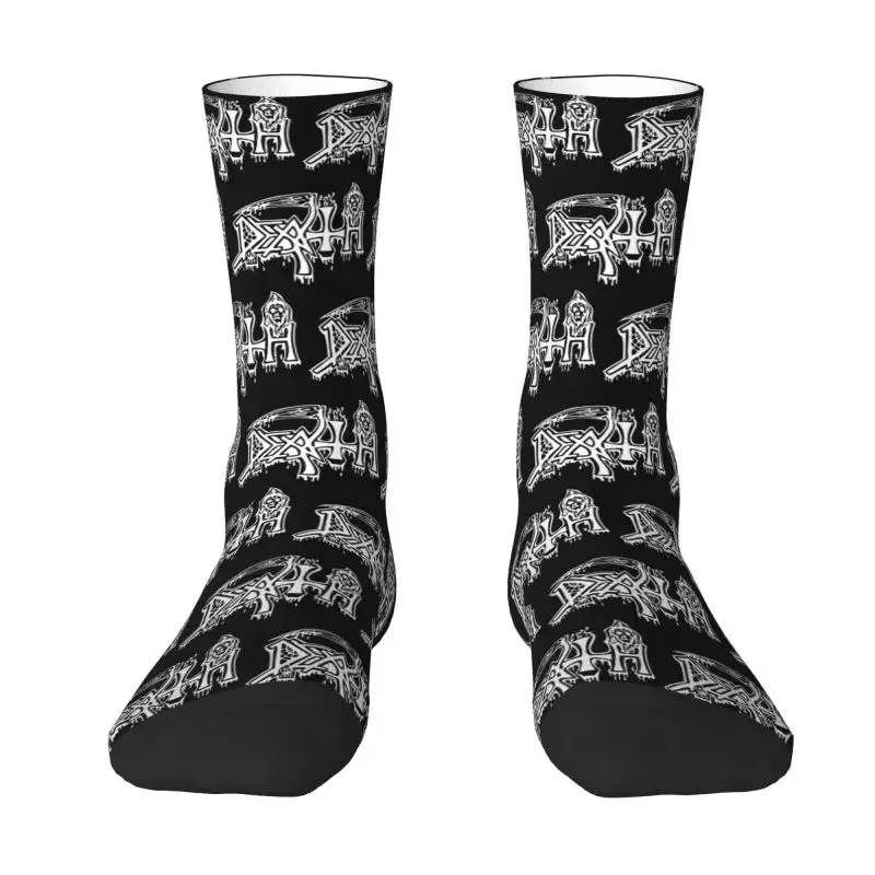 

Death Print Mens Crazy Crew Socks Unisex Cute 3D Printing Heavy Metal Rock Gift Dress Socks