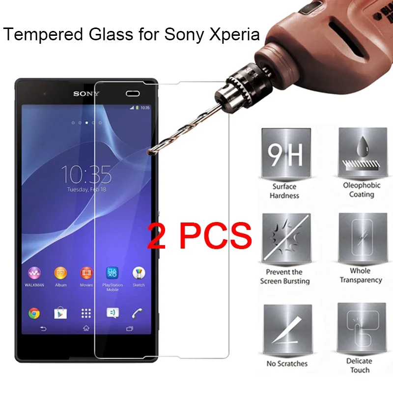 2PCS Glass Film Protective Glass for Sony XA2 Plus XA3 XA1 Ultra HD 9H Screen Protector for Sony Xperia X Performance XA Compact