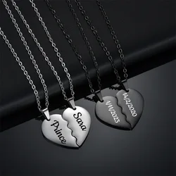 Stainless Steel Engrave Name Double Heart Pendant Pendant Necklace Personalized Love Date Necklaces For Women Jewelry Gift