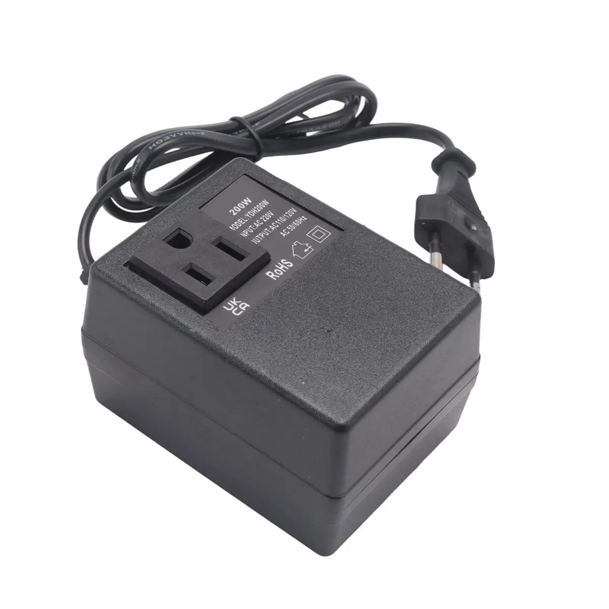 (AD11] 200W Voltage Converter Transformer EU to US - Step-Down Transformer 220V to 110V Single Phase Travel Adapter EU Plug