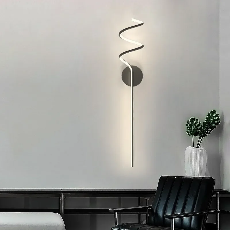 Imagem -04 - Modern Led Wall Lamp Home Decor Acessórios para Sala de Estar Hotel Escadas Quarto Corredor Backgroun Voltar Curvas Wall Sconce