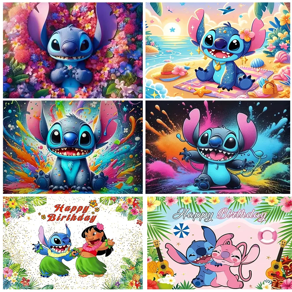 

Disney Lilo&Stitch Theme Birthday Party Photography Background Children Party Supplies Baby Shower Background Boy Or Girl Gifts
