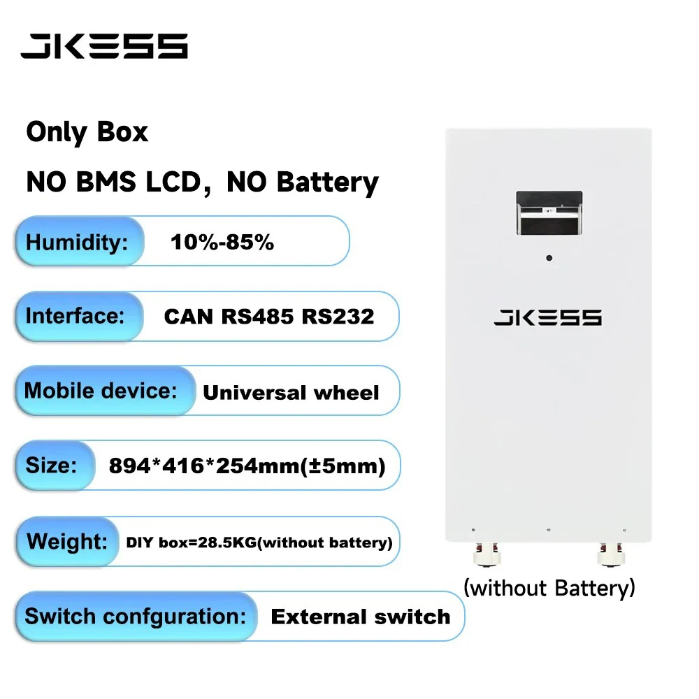JKESS DIY Batterijpakketten Box Thuis Energie Opslagsysteem LiFePo4 16S 48V 280AH 15KW Powerbank Geschikt voor Inverter JKBMS LCD