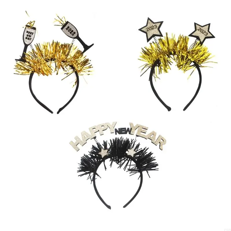 

P88B New Year HairHoop Happy New Year Headband 2023 New Year Party Headpiece