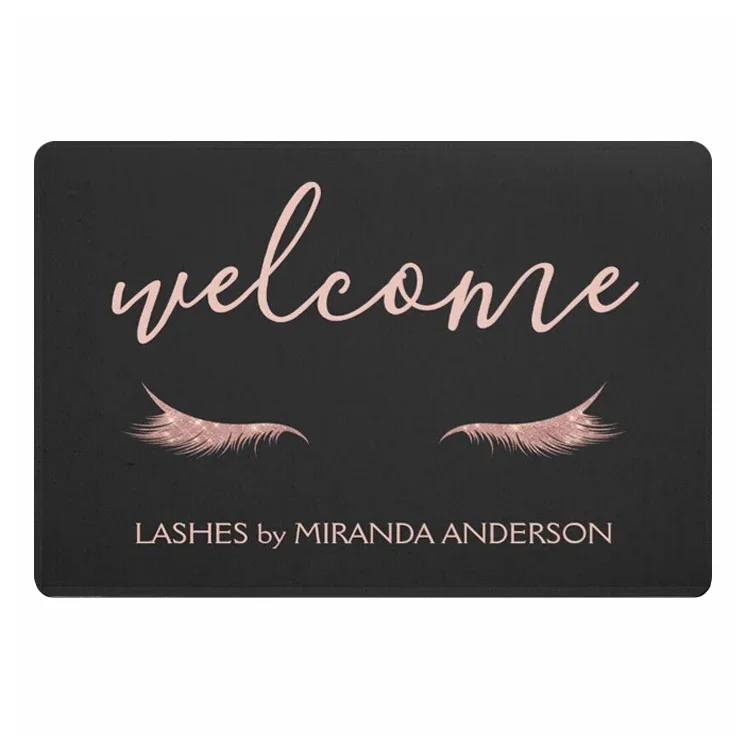 Rose Gold Glitter Sparkle Eyelash Extension Welcome Doormat Eye Lash Lashes Extensions Beauty Salon Door Mat Rug Carpet