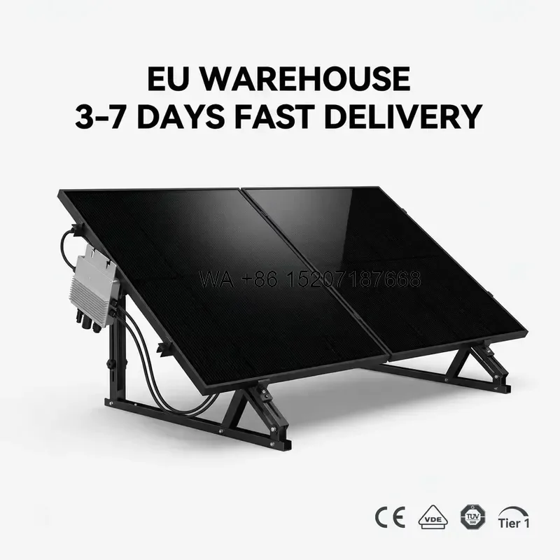 Wmwmnu EU Warehouse 800W Balcony Solar PV Kit Tier 1 All Black Home Plug and Play Ground Mounted Outdoor Waterproof System