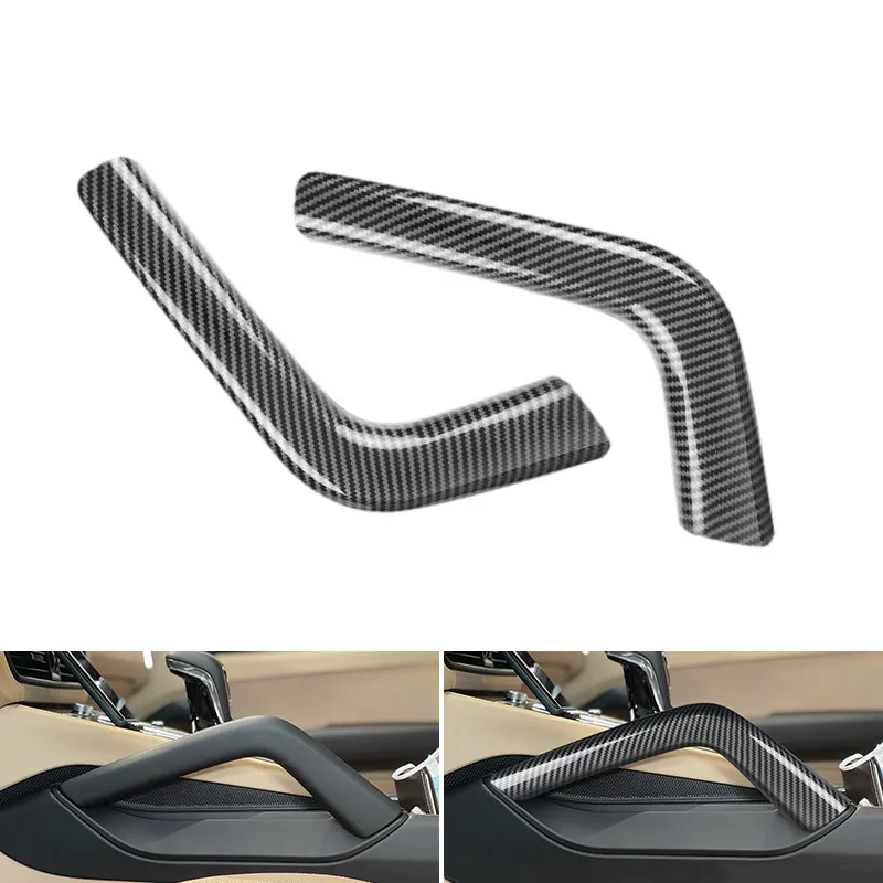 ABS For Porsche Cayenne 2011 - 2014 2015 2016 2017 Carbon Fiber Pattern Car Accessories Center Armrest Handles Pull Cover Trim