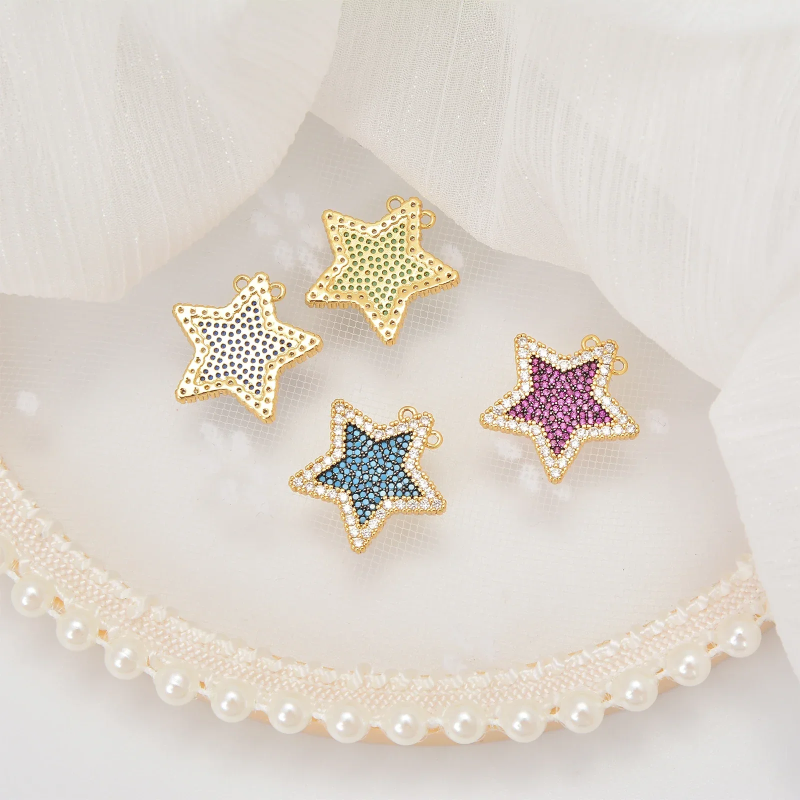 3 Pcs Stars Connection Clasp Jewlery Making Supplies Diy Necklace Chains Bracelet Accessories Zircon Parts Handcrafted Pentagram