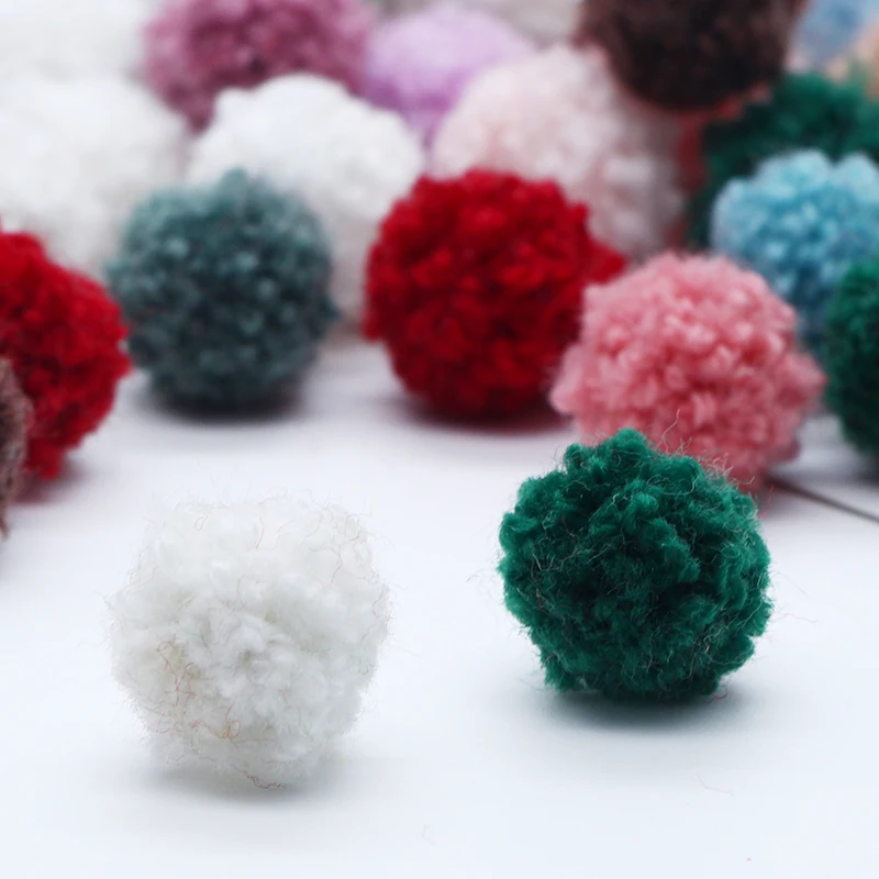 50-100Pcs/Lot 15mm Multicolor Teddy Fluffy Pom Plush Balls MINI Fringe Knitted Wedding DIY Craft Headwear Kids Hair Accessories