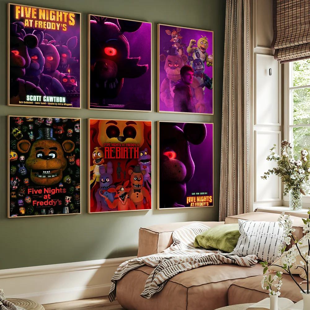 Game F-Five N-Nights at F-Freddys Video Terror  Poster Art Wall Painting Stickers Decor Aesthetic Indoor Home Bar Coffee House