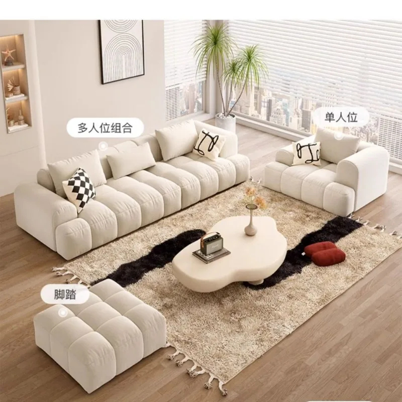 Cream wind high-end atmospheric velvet fabric sofa Italian minimalist new living room size apartment