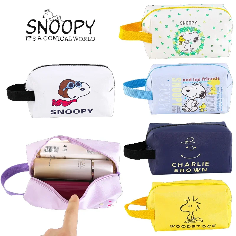 Snoopy Makeup Bag Cute for Women Zipper Large Solid Color Cosmetic Bag Travel Make Up borsa da toilette sacchetto di lavaggio Pen Pouch Pu