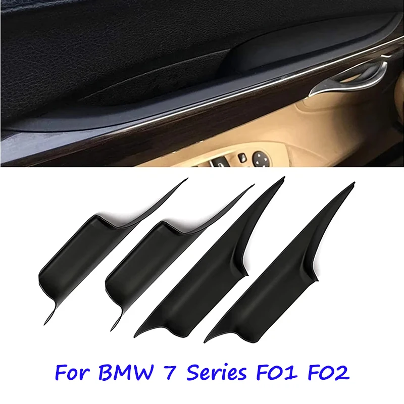 Left/Right Side Black Carbon Door Interior Handle Inner Handle Pull Cover Easy for 2008-2015 BMW 7 Series F01 F02